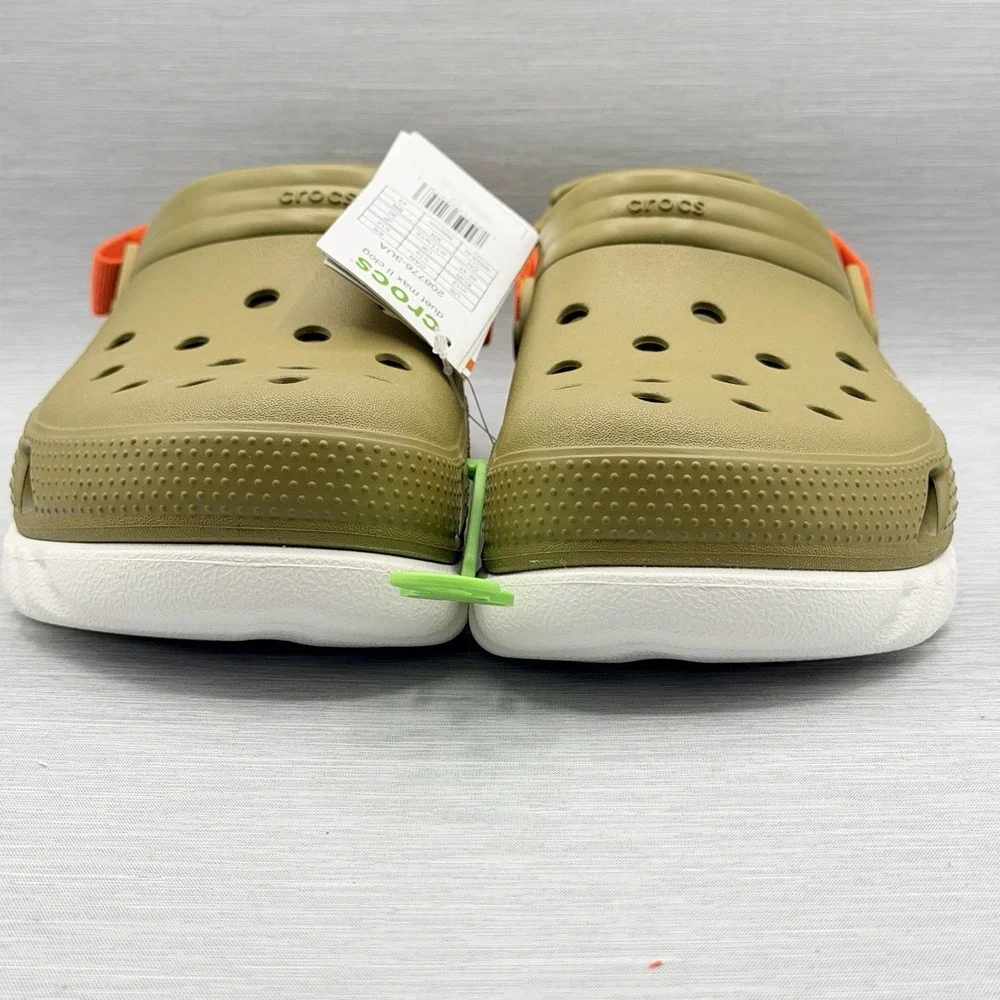 Crocs Duet Max II Clogs Men's 9 Olive Green Orange Outdoor Comfort Trail Army